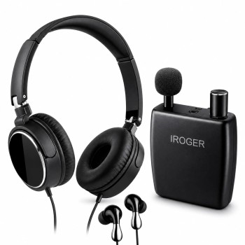 iRoger Hearing Amplifier – Rechargeable, with Earbuds, Headphone, Directional Microphone