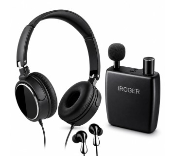iRoger Hearing Amplifier – Rechargeable, with Earbuds, Headphone, Directional Microphone