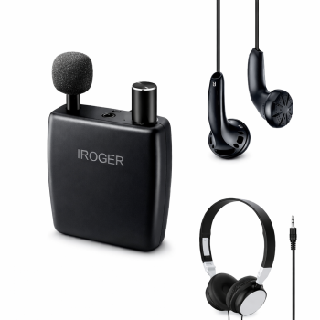 iRoger Hearing Amplifier – Rechargeable, with Earbuds, Headphone, Directional Microphone