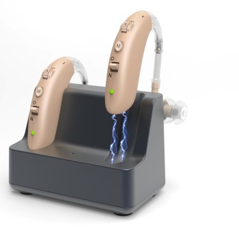 Rechargeable OTC Hearing Aid for Seniors, Behind-The-Ear, Digital Noise Reduction, 2-Pack