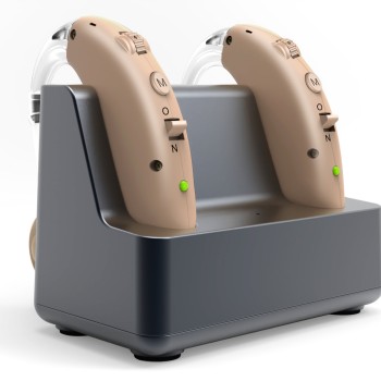 OTC Rechargeable Hearing Aid Pair for Adults, Behind-The-Ear, Digital Noise Reduction